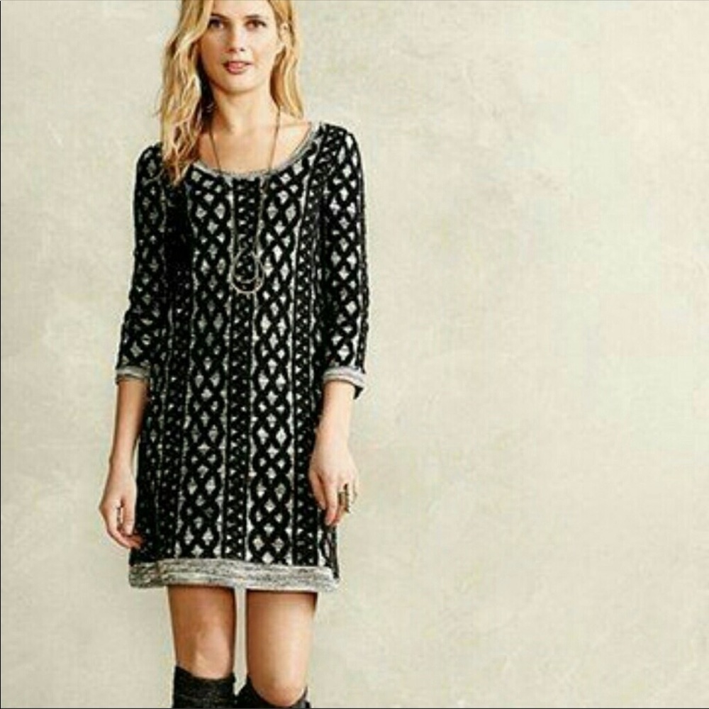 Anthropologie Moth black gray sweater dress small